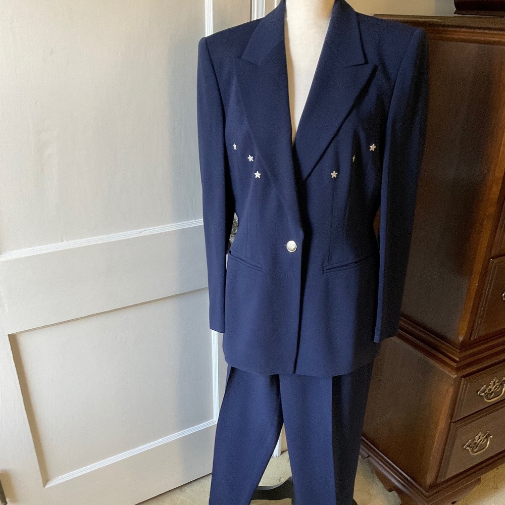 Escada navy blue pantsuit, German size 40,